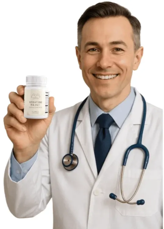 Doctor posing thyrafemme balance bottle